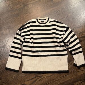 Vici Striped Knit Sweater in Black and Cream